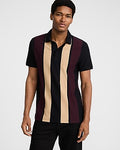 Express Men's Striped Perfect Pima Cotton Pique Polo in Pitch Black