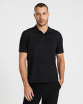 Express Men's Textured Striped Jacquard Luxe Pique Polo in Black Small