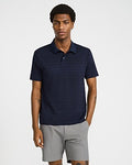 Express Men's Textured Striped Jacquard Luxe Pique Polo in Blue Small