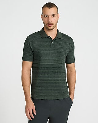 Express Men's Textured Striped Jacquard Luxe Pique Polo in Gray Small
