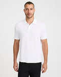 Express Men's Textured Striped Jacquard Luxe Pique Polo in White Small