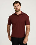 Express Men's Classic Fit Tipped Collar Johnny Collar Short Sleeve Polo in Red Small