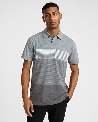 Express Men's Multi Striped Everyday Performance Polo in Black Small