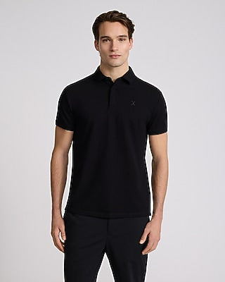 Express Men's X-Logo Perfect Pima Cotton Pique Polo in Black Small