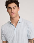Express Men's Ribbed Cotton-Blend Short Sleeve Polo in Light Blue