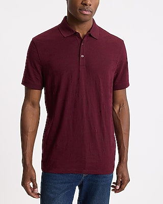 Express Men's Floral Jacquard Short Sleeve Polo in Red Small