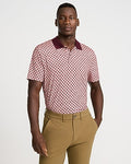 Express Men's Geo Pique Everyday Performance Polo in Wild Poppy Atlas