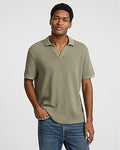Express Men's Classic Fit Textured Knit Johnny Collar Polo in Green Small