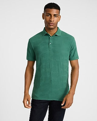 Express Men's Textured Palms Cotton-Blend Polo in Green Small