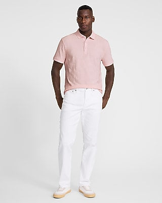 Express Men's Textured Palms Cotton-Blend Polo in New Conch Atlas