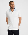 Express Men's Color Blocked Collar Pique Everyday Performance Polo in Chalk