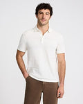 Express Men's Textured Stripe Cotton-Blend Jacquard Polo in Ivory