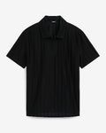 Express Men's Textured Striped Cotton-Blend Quarter Zip Polo in Black Small