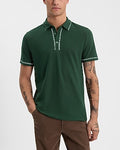 Express Men's Piped Luxe Pique Polo in Green Small