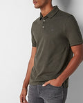 Express Men's Solid Small Lion Luxe Pique Polo in Olive Green