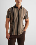 Express Men's Striped Luxe Pique Polo in Beige