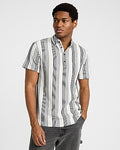 Express Men's Textured Stripe Cotton-Blend Polo in Pitch Black