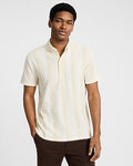 Express Men's Textured Stripe Cotton-Blend Polo in Neutral Small