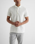 Express Men's Striped Jacquard Cotton-Blend Polo in White Small
