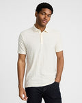 Express Men's Textured Geo Cotton-Blend Jacquard Polo in White Small