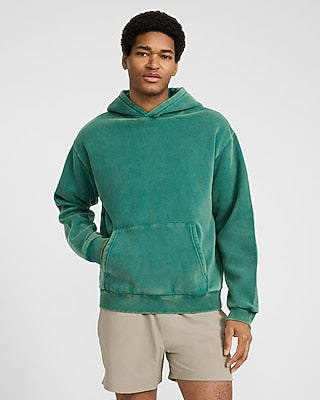Express Men's Garment Wash Hoodie in Emerald