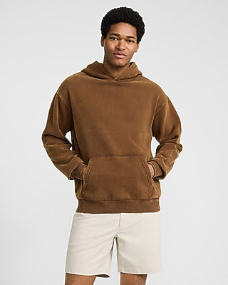 Express Men's Garment Wash Hoodie in Red Small