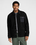 Express Men's Sherpa Button Front Barn Jacket in Pitch Black