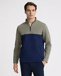 Express Men's Color Block Fleece Quarter Zip Sweatshirt in Olive