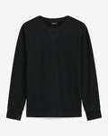 Express Men's Classic Fit Long Sleeve Crew Neck V-Stitch T-Shirt in Pitch Black