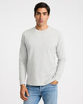 Express Men's Classic Fit Long Sleeve Crew Neck V-Stitch T-Shirt in Gray Small