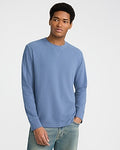 Express Men's Classic Fit Long Sleeve Crew Neck V-Stitch T-Shirt in Blue Small