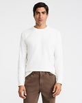 Express Men's Classic Fit Long Sleeve Crew Neck V-Stitch T-Shirt in White Small