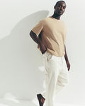 Express Men's Loose Cream Stretch Carpenter Jeans in Off White