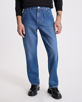 Express Men's Loose Stretch Carpenter Jeans in Medium Wash