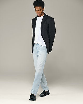 Express Men's Straight Stretch Jeans in Light Wash