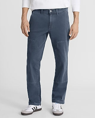 Express Men's Straight Gray Blue Hyper Stretch Carpenter Jeans in Blue Storm