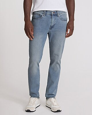 Express Men's Straight Medium Wash Stretch Jeans in Denim