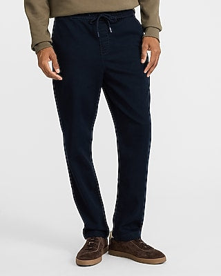 Express Men's Straight Drawstring Hyper Stretch Jeans in Dark Wash