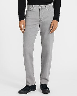 Express Men's Slim Straight Gray Wash Flex Fleece Jeans in Iron