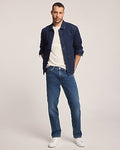 Express Men's Slim Straight Flex Fleece Jeans in Medium Wash