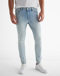 Express Men's Super Skinny Ripped Hyper Stretch Jeans in Light Wash