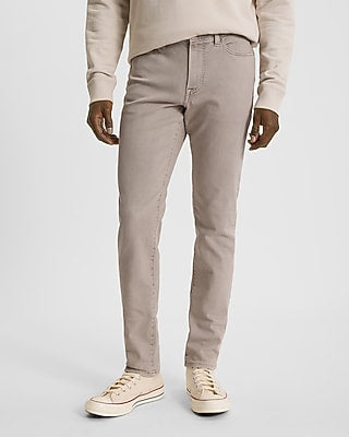 Express Men's Skinny Warm Gray Hyper Stretch Jeans in Moon Rock