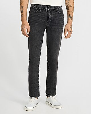 Express Men's Skinny Washed Black Stretch Jeans in Dark Wash
