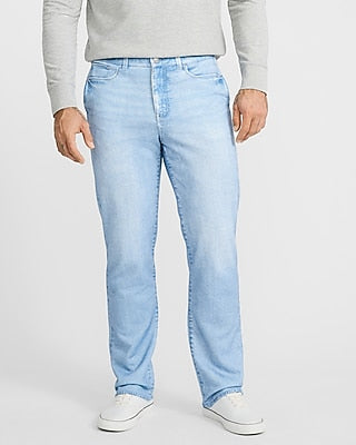 Express Men's Straight Sweatpant Jeans in Light Wash