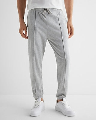 Express Men's Pintuck Knit Jogger in Light Grey Heather