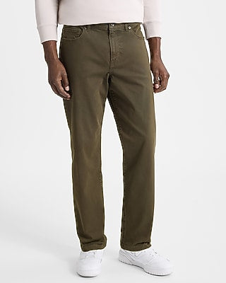 Express Men's Straight Soft Wash Chino in Eden Green