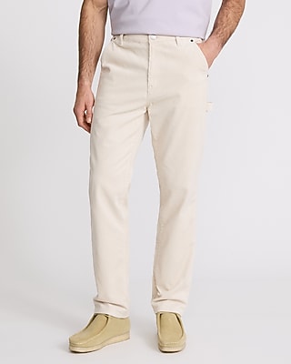 Express Men's Loose Corduroy Carpenter Pant in Light Brown