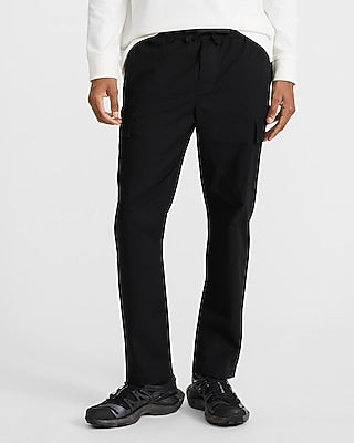 Express Men's Drawstring Elastic Waist Cargo Pant in Pitch Black