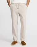 Express Men's Cotton Stretch Drawstring Elastic Waist Pant in Neutral Stripe