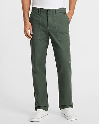 Express Men's Loose Cotton-Stretch Utility Pant in Cactus